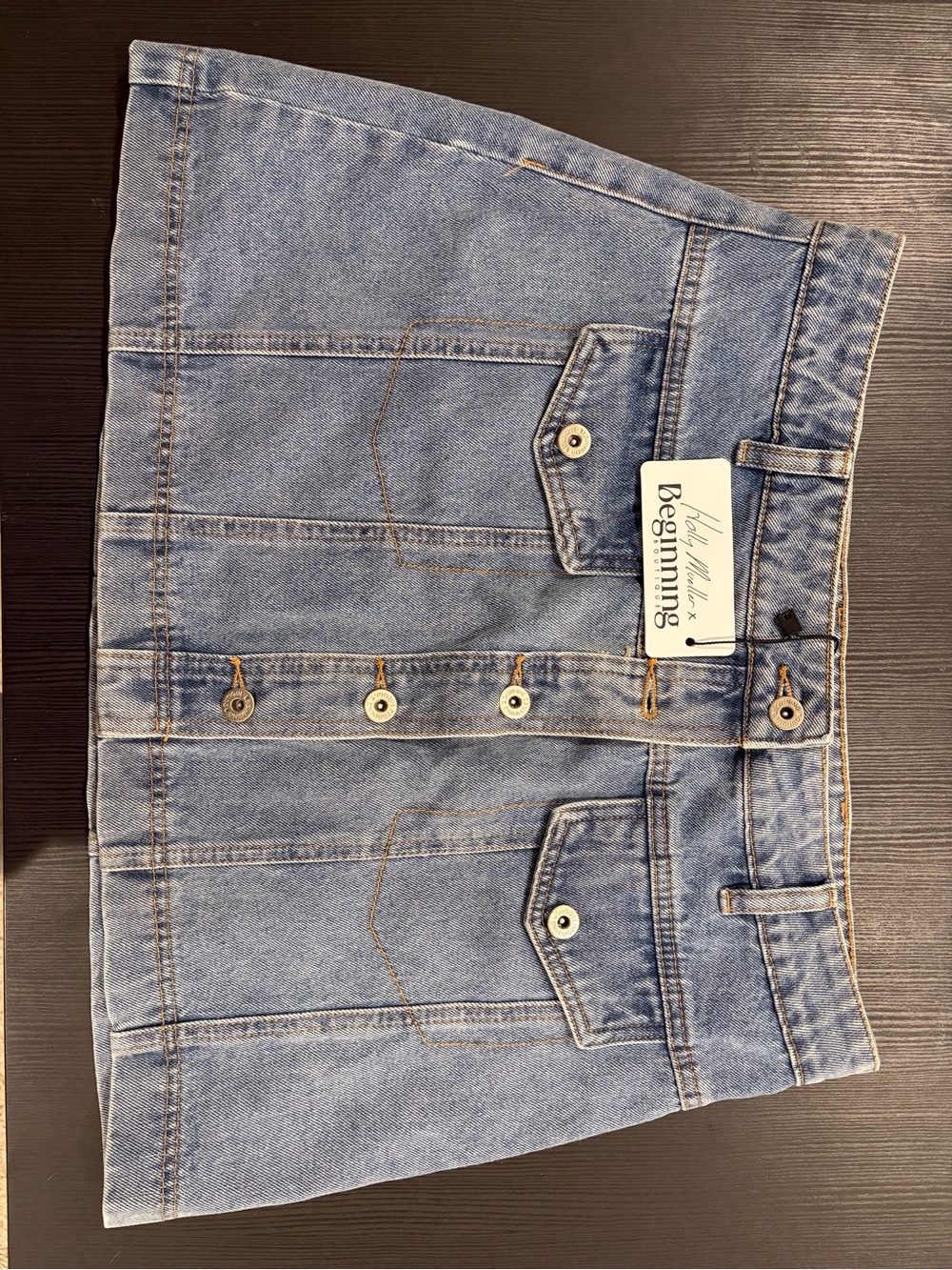 Beginning Boutique Light Blue Denim Button-Front Mini Skirt